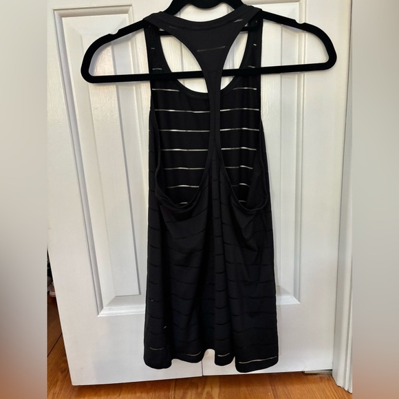 Athleta Stripe Mesh Tank -Black Workout Top - Picture 6 of 9